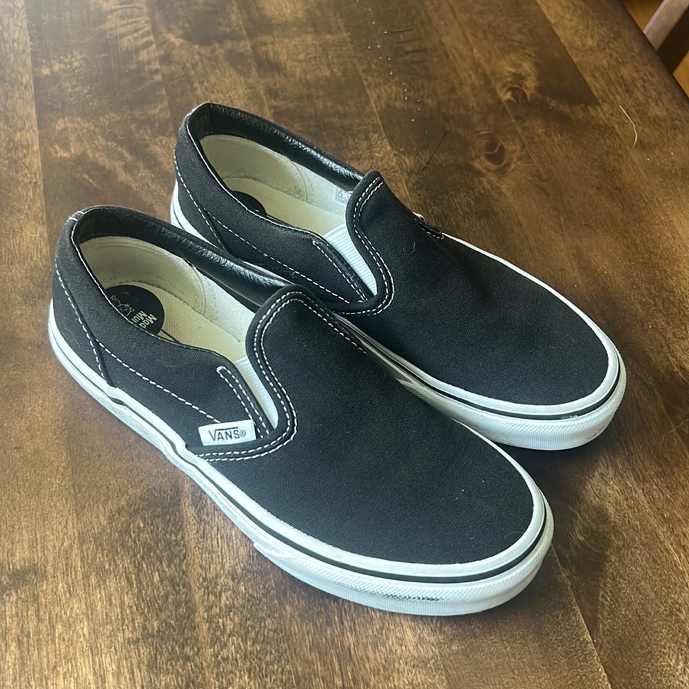 Vans Kids Black and White Slip-On Sneakers